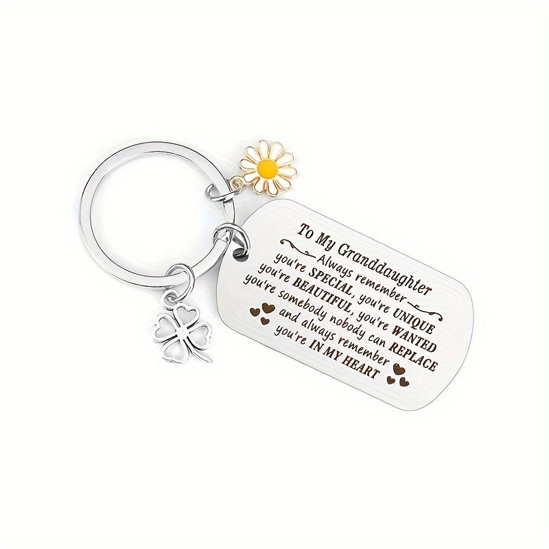 Stainless Steel Keychain Gift For Granddaughter From Grandfather Grandmother
