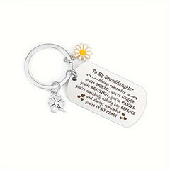 Stainless Steel Keychain Gift For Granddaughter From Grandfather Grandmother