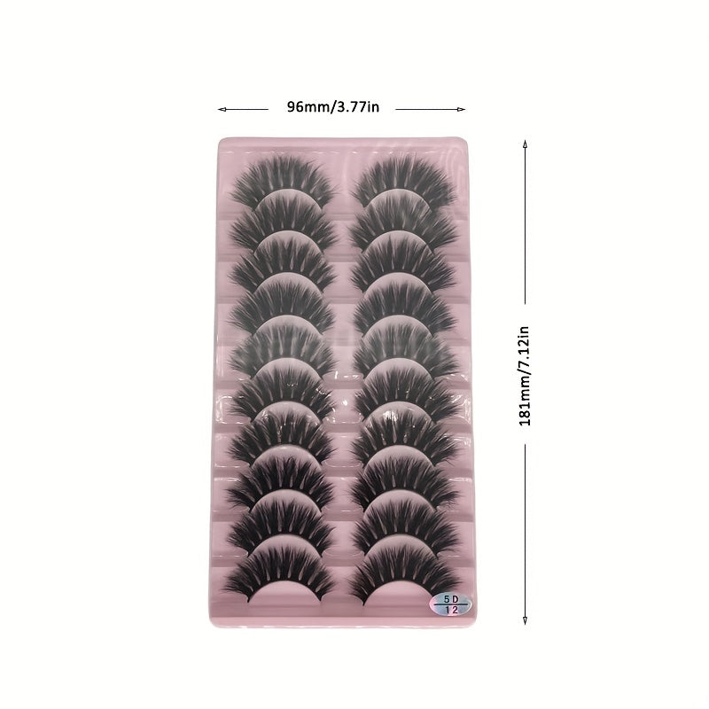 10 Pairs Thick False Eyelashes Fluffy Cluster Lashes Volume Curling Lashes