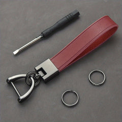 Leather Key Chain Car Keychains Anti Lost D Ring 2 Keyrings 1 Screwdriver