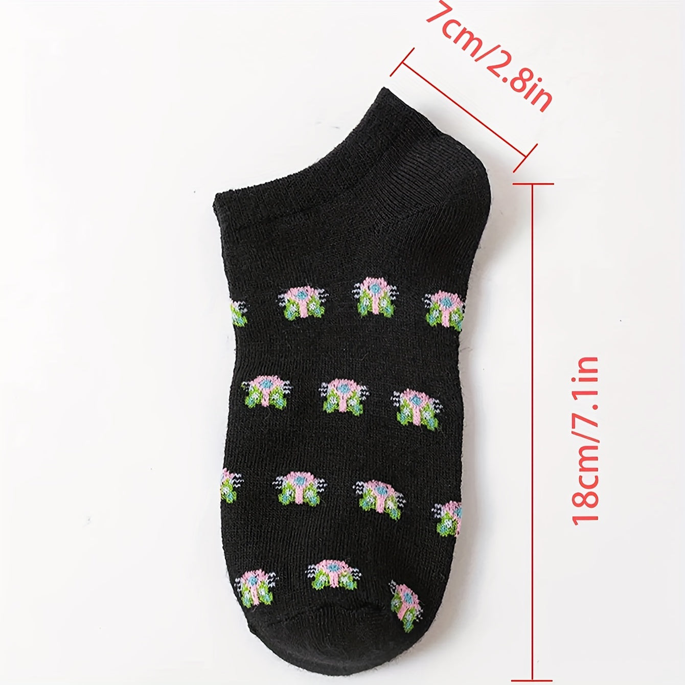 5 Pairs Cat Print Ankle Socks Women's Stockings