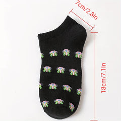 5 Pairs Cat Print Ankle Socks Women's Stockings