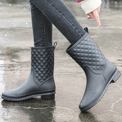 Women's Waterproof High Tube Rain Boots Warm and Comfortable