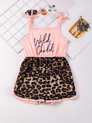 Toddler Girls Leopard Graphic Cami Rompers for Beach Vacation