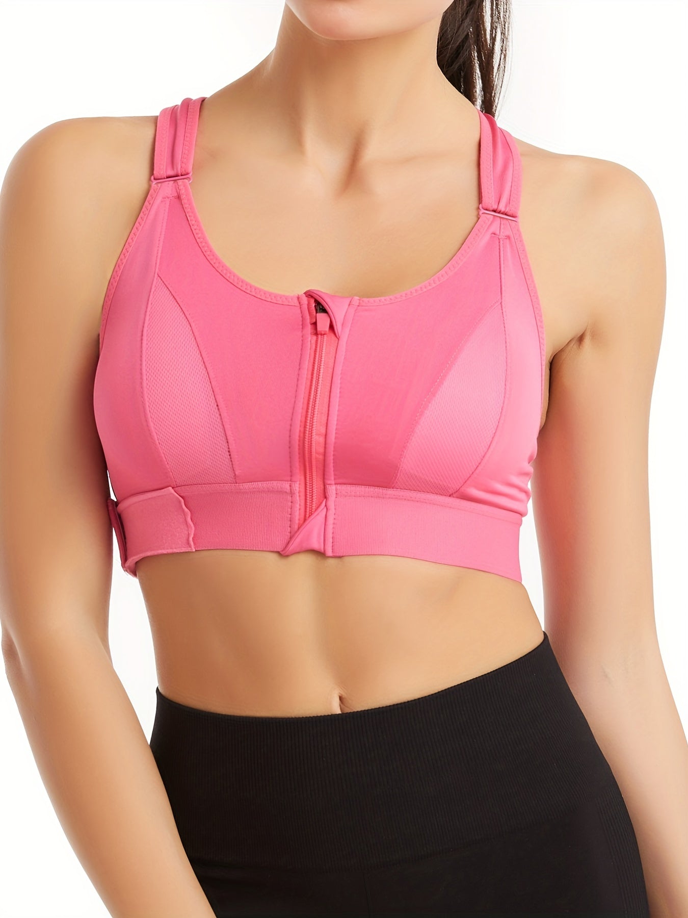 3pcs Zipper Front Sports Tank Bras Comfy Everyday Vest Bra Women's Lingerie