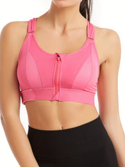 3pcs Zipper Front Sports Tank Bras Comfy Everyday Vest Bra Women's Lingerie