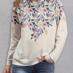 Floral Print Crew Neck Sweatshirt for Women