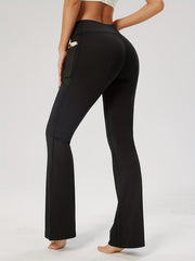 High Waist Flared Yoga Pants with Pocket
