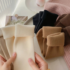5 Pairs Plush Lined Cozy Mid Tube Socks Women's Stockings