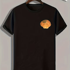 Seashell Pattern Print Men's Comfy Sports T shirt Graphic Tee