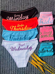 7 Pcs Letter Print Bow Tie Briefs Mid Rise Intimates Panties Women's Lingerie