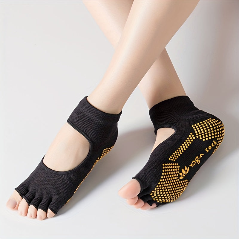 Toeless Yoga Socks with Anti-Skid Grips for Pilates Ballet