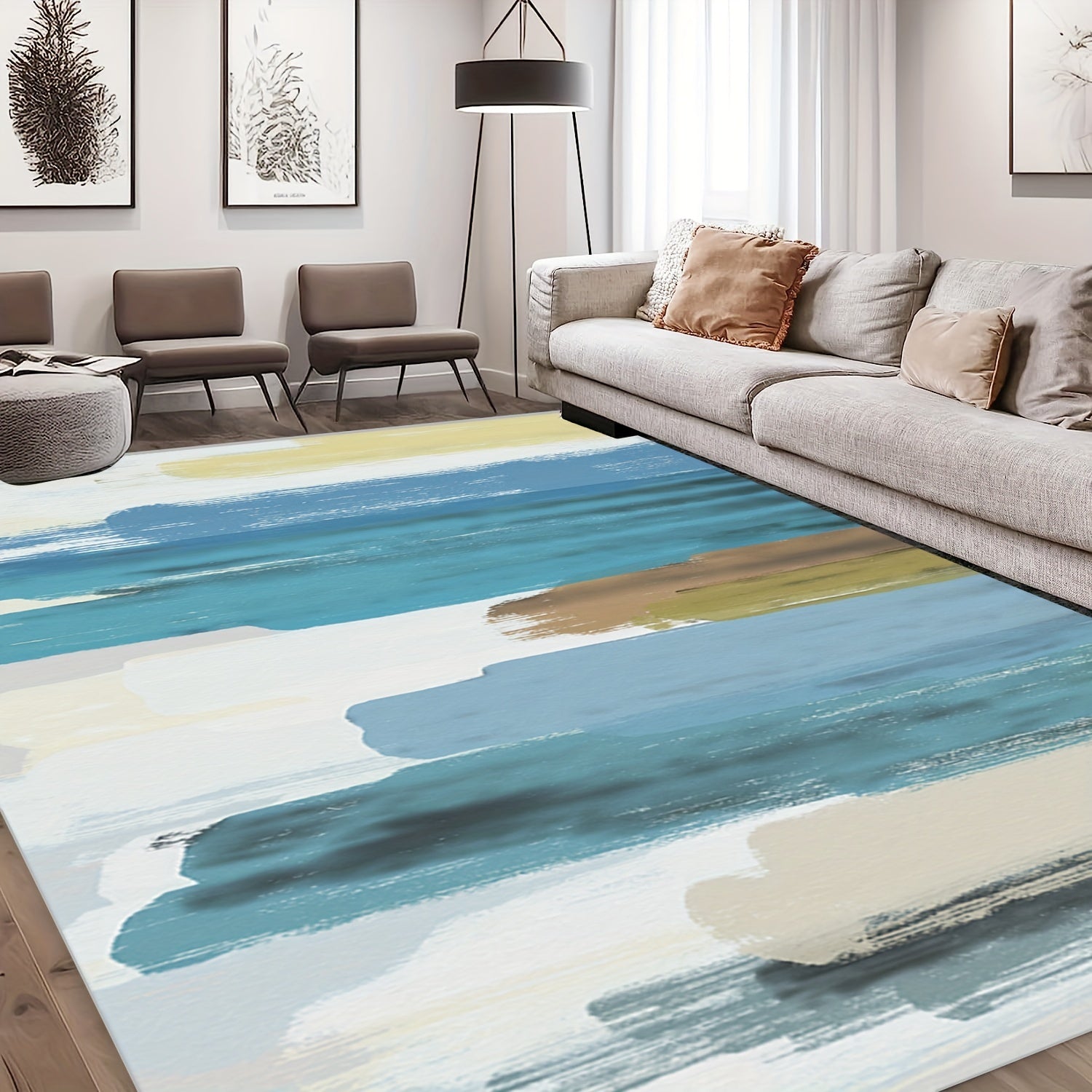 Modren Living Room Area Rugs Soft Plush Geometric Floor Carpet Floor Mat