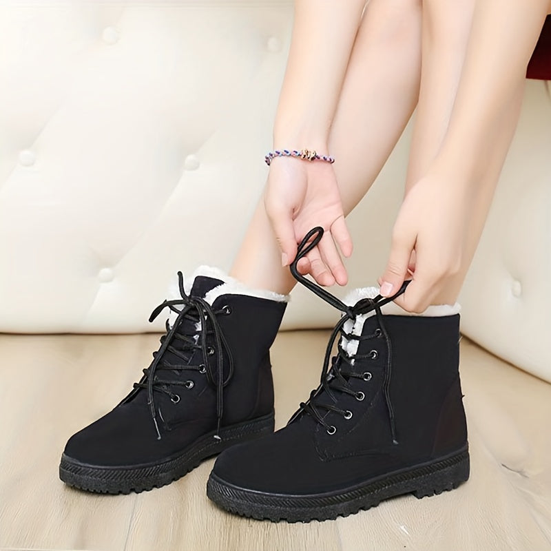 Women's Non Slip Lace Up Outdoor Boots Warm Hiking Boots