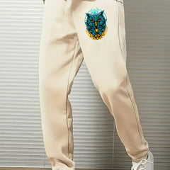 Men's Casual Owl Printed Joggers Breathable Loose Fit Pants