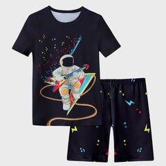 Boys Astronaut Music Print T-shirt & Shorts Set