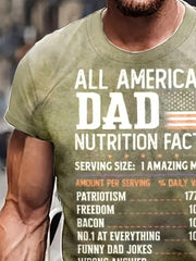 Dad Nutrition Facts Tee Men's Short Sleeve T-shirt Print Graphic Summer Clothes