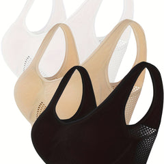3pcs Hollow Out Sports Bra High Stretch Yoga Fitness Bra