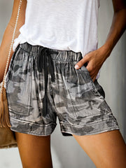 Leopard Print Drawstring Shorts Casual Elastic Waist Summer Shorts