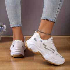 Women's Mesh Platform Sneakers Lace Up Outdoor Shoes Comfortable Low Top