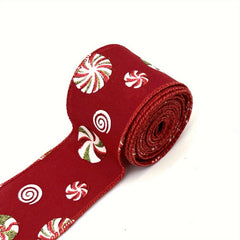 Christmas Ribbons Candy Wired Edge Ribbon Peppermints Pattern DIY Crafts Wreath