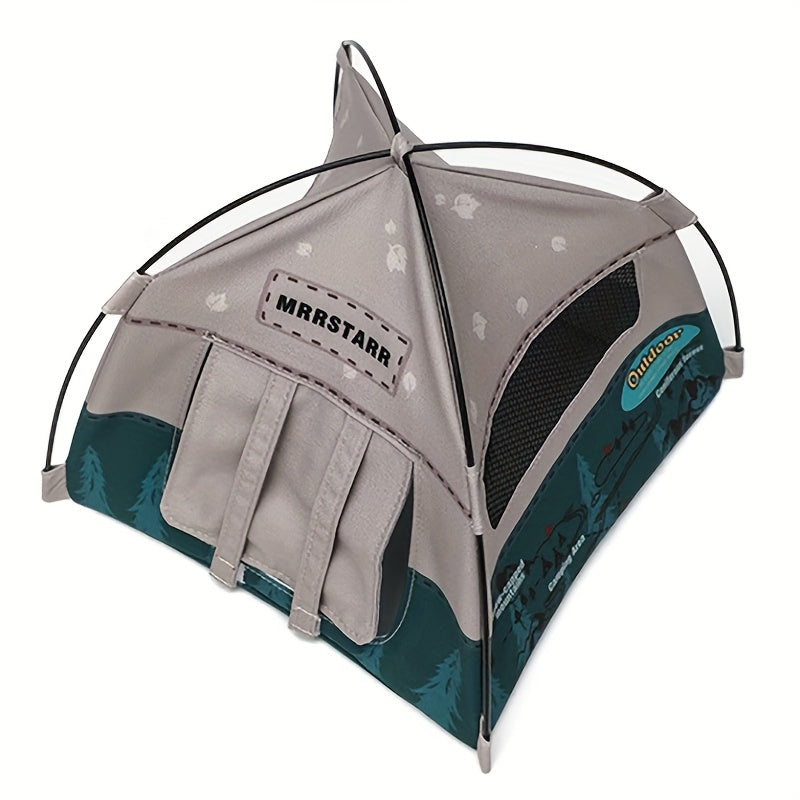 Mini Grey Doll Tent Portable Camping Scene Accessory Mesh Windows & Storage