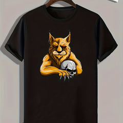 Lion Print Men's Graphic T-shirt for Summer