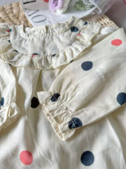 Polka Dot Ruffle Trim Blouse for Little Princess