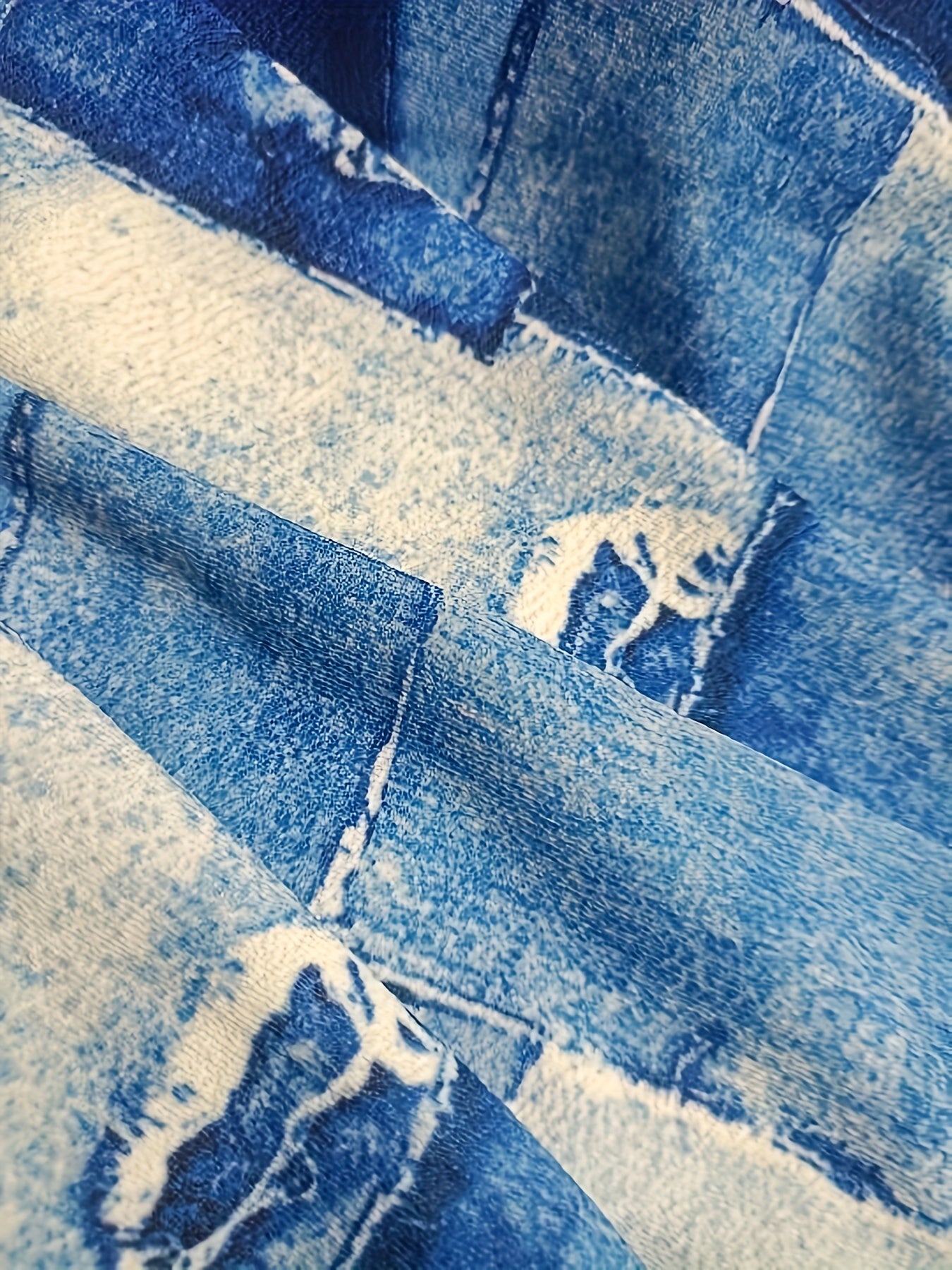 Denim Print Long Sleeve Top & Pants Set