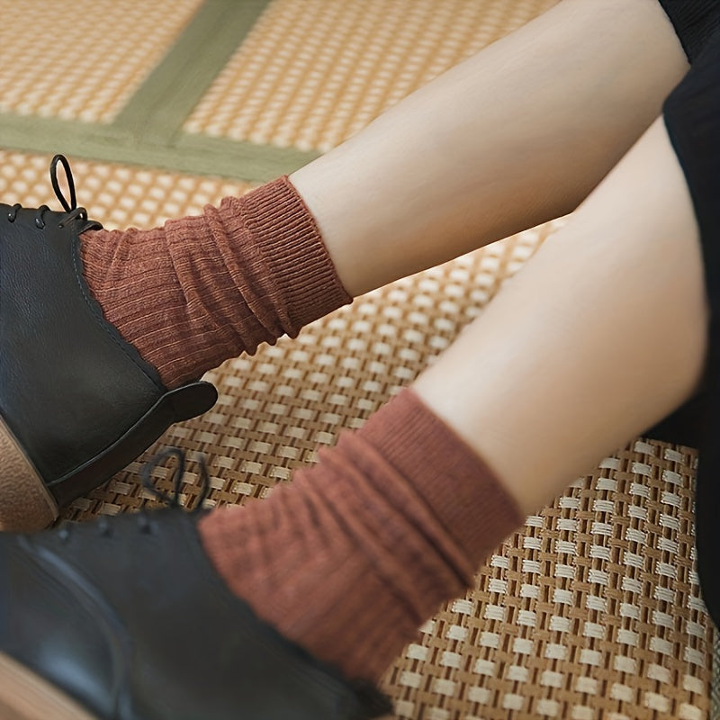 10 Pairs Breathable Women's Solid Socks Comfy & All Match Stockings