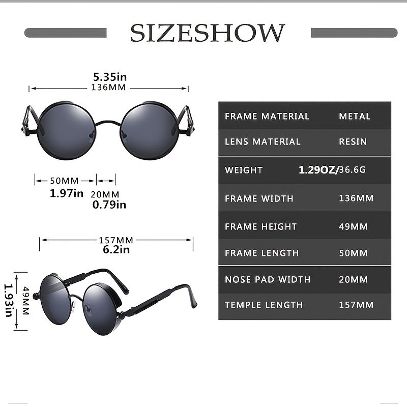 Steampunk Tinted Sunglasses Spring Temple Metal Glasses UV400