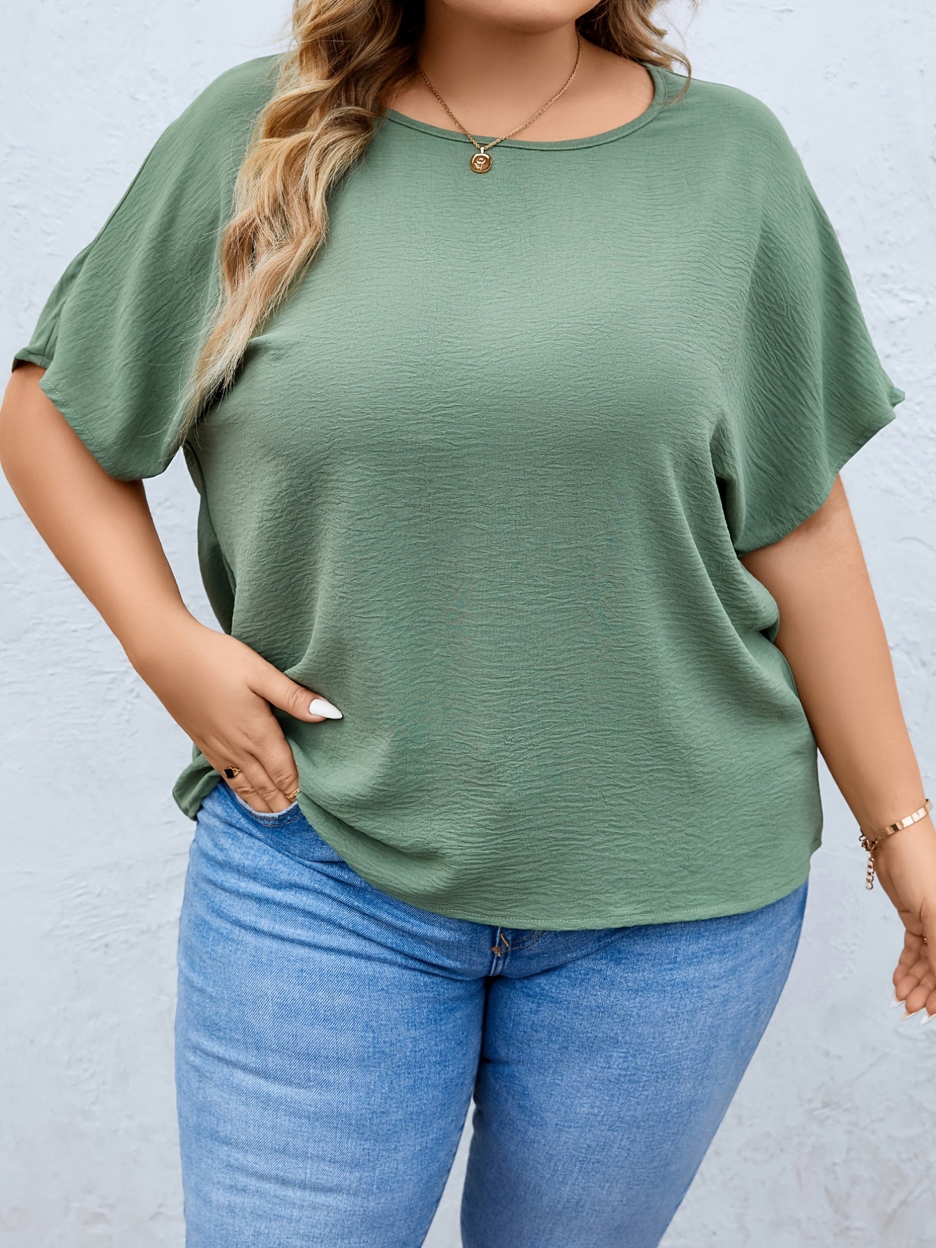 Solid Short Sleeve Casual Blouse