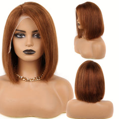 Chocolate Brown Bob 13x4 Lace Front Wigs Straight Human Hair Wigs 150 Density