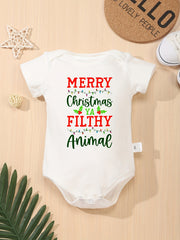 Christmas Baby Cotton Bodysuits Merry Christmas Colorful Letter Print