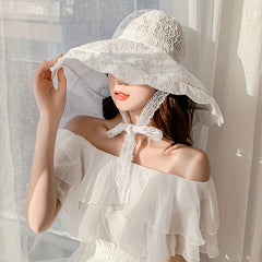 Floral Lace Sun Hat UV Protection Travel Beach Hat