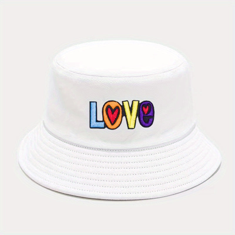 Mens Bucket Hat Love Embroidered Fisherman Hat