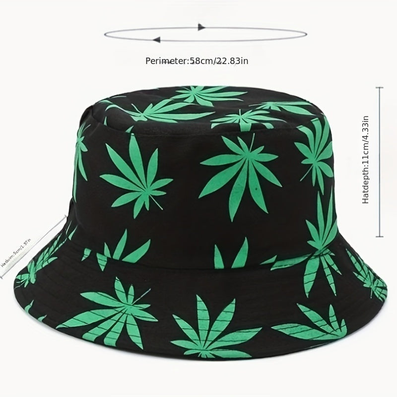 Maple Leaf Pattern Sunshade Bucket Hat for Men Women