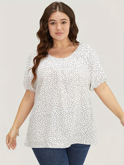 Dot Print Puff Sleeve Shirt Top
