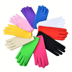 Silk Satin Gloves for Women Short Hand Protection Dance Performance