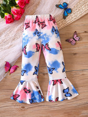 Girls' Butterfly Print Flared Pants Spring Summer Fall
