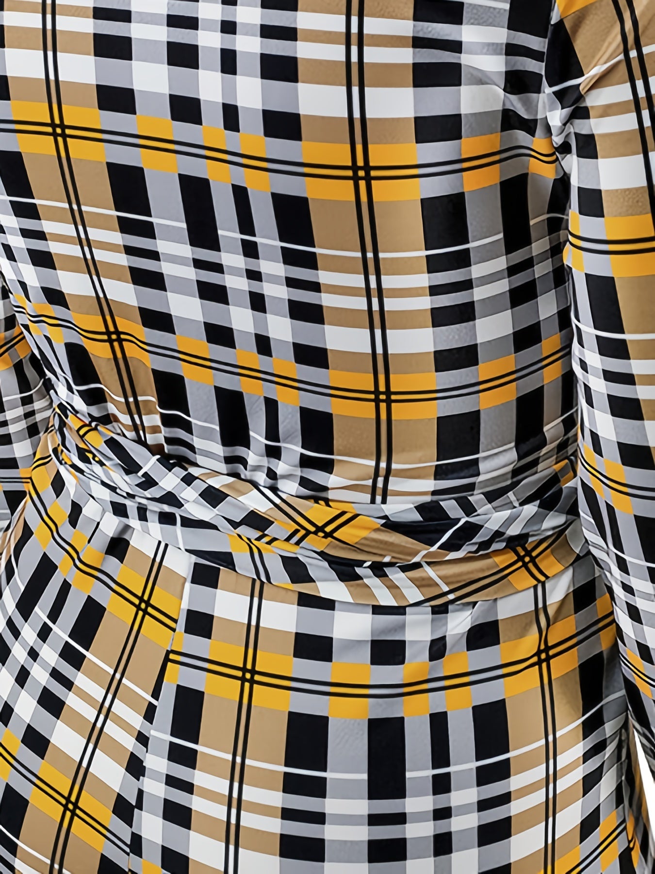 Plaid Pattern Knot Front Jumpsuit Women's Plus Size