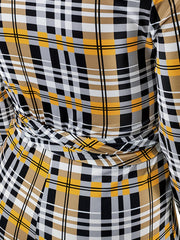 Plaid Pattern Knot Front Jumpsuit Women's Plus Size