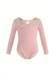 Cotton Crew Neck Long Sleeve Ballet Leotard for Girls Dance Performance