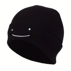Happy Face Knit Cuffed Beanie Hat