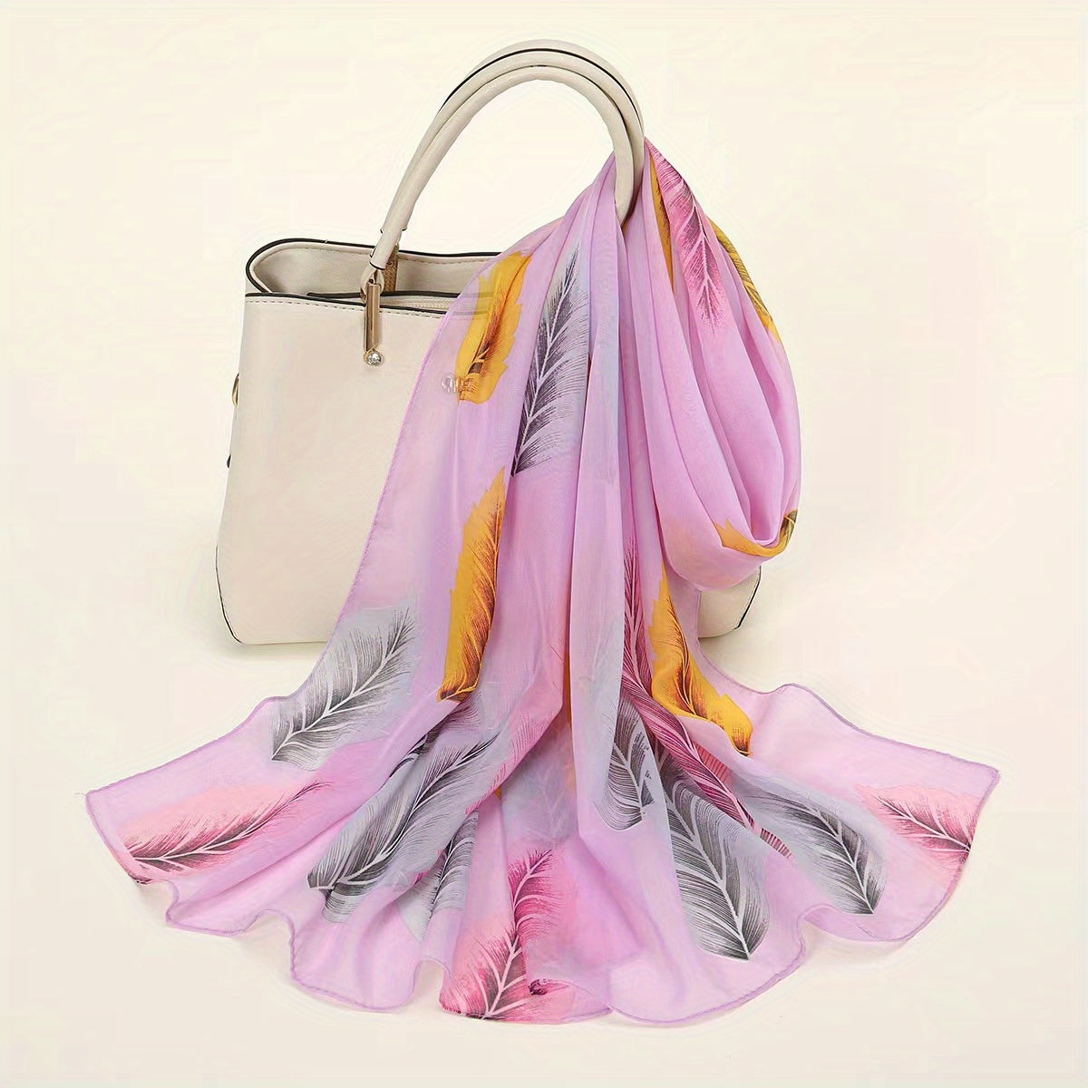 Chiffon Leaf Pattern Scarf Shawl for Summer Beach
