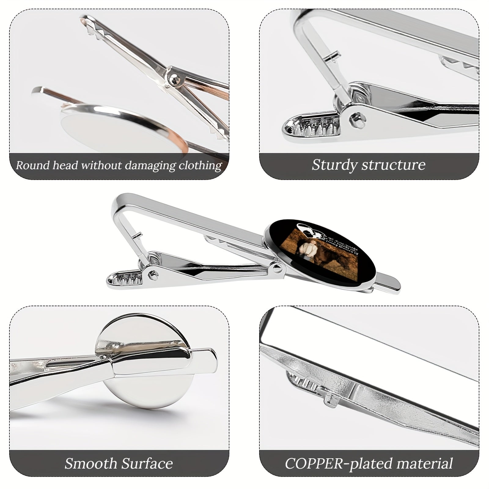 Personalized Memorial Tie Clips Set of 2 with Photo Logo