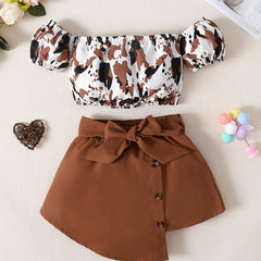 Infant Girls Camo Top & Skirt Set w/ Bow Belt, SS, Summer