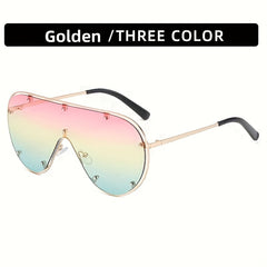 Y2K Shield Sunglasses Rivet Gradient Sun Shades UV400