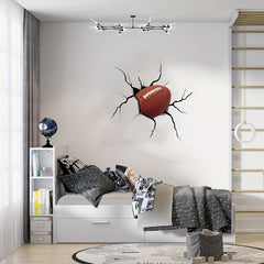 3D Rugby Wall Sticker Self-Adhesive Vinyl Crack Mural Art Decorative Sticker