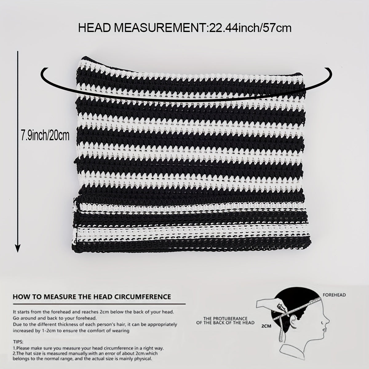 Striped Knitted Ice Silk Beanie Hat with Cat Ears